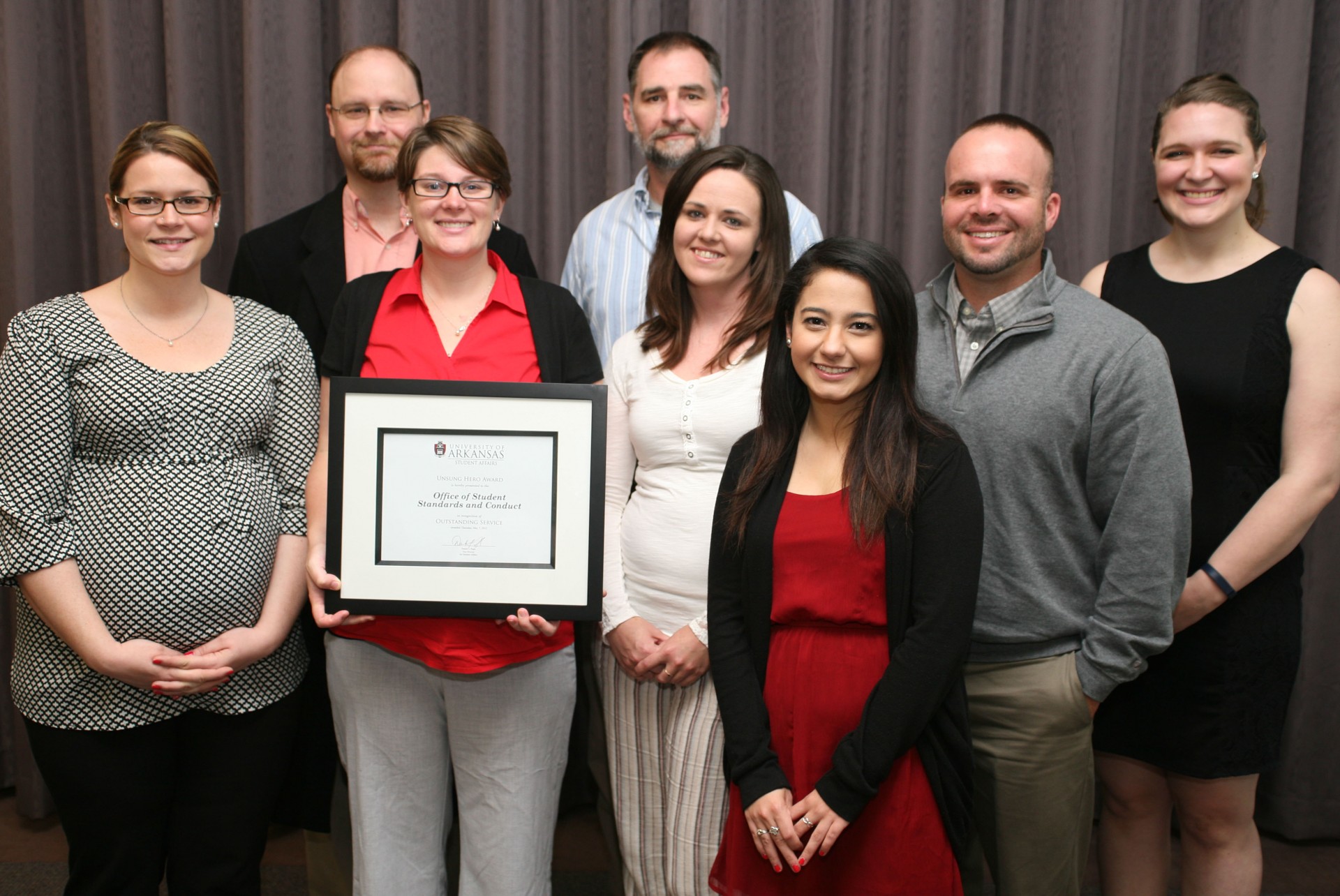 The Office of Student Standards and Conduct received the Unsung Hero Award.